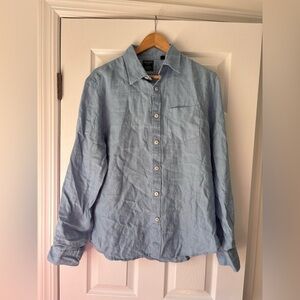 Todd Snyder linen light blue button down shirt size large